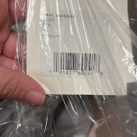 MAC DUGGAL 20295 NWT Embellished V Neck Long Sleeve A Line Gown in platinum - Picture 12 of 14